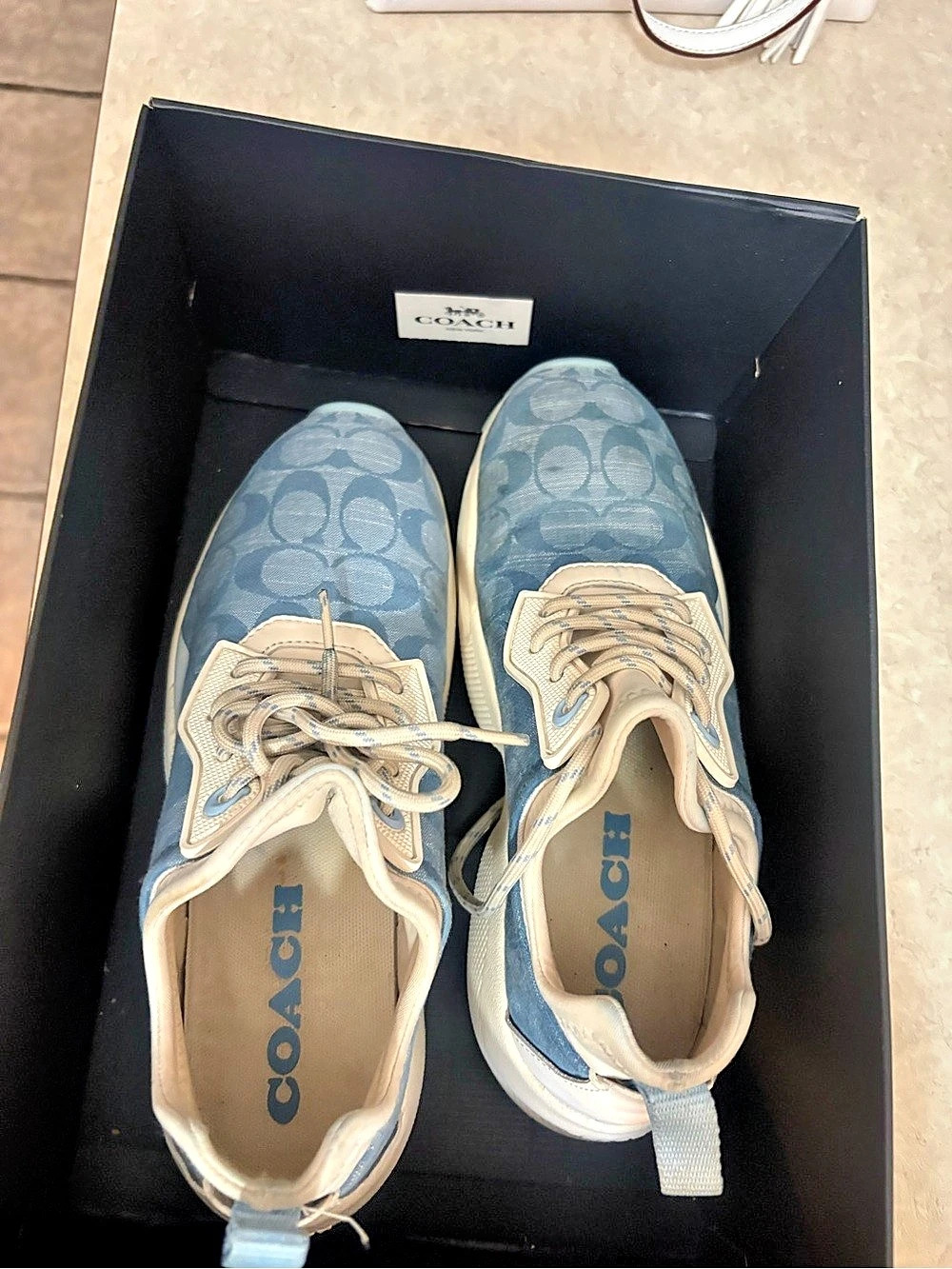 Coach Citysole Runner Monogram Sneakers in Blue & White